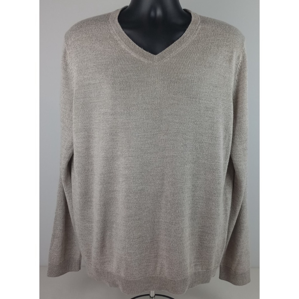 Apt. 9 Seriously Soft Men's XL Beige V-Neck Long Sleeve Pullover Sweater‎